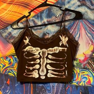 skeleton shein crop top